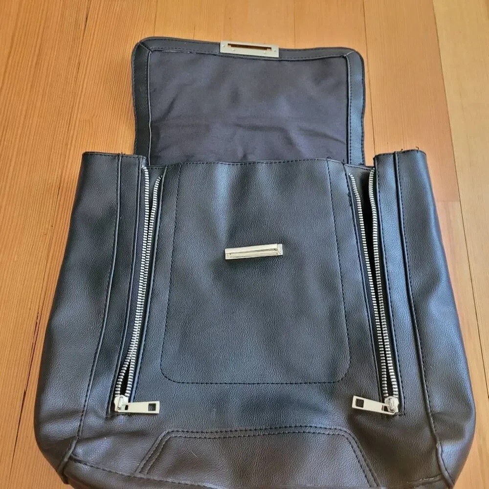 Faux leather backpack square shape alternative goth grunge alt minimalist modern